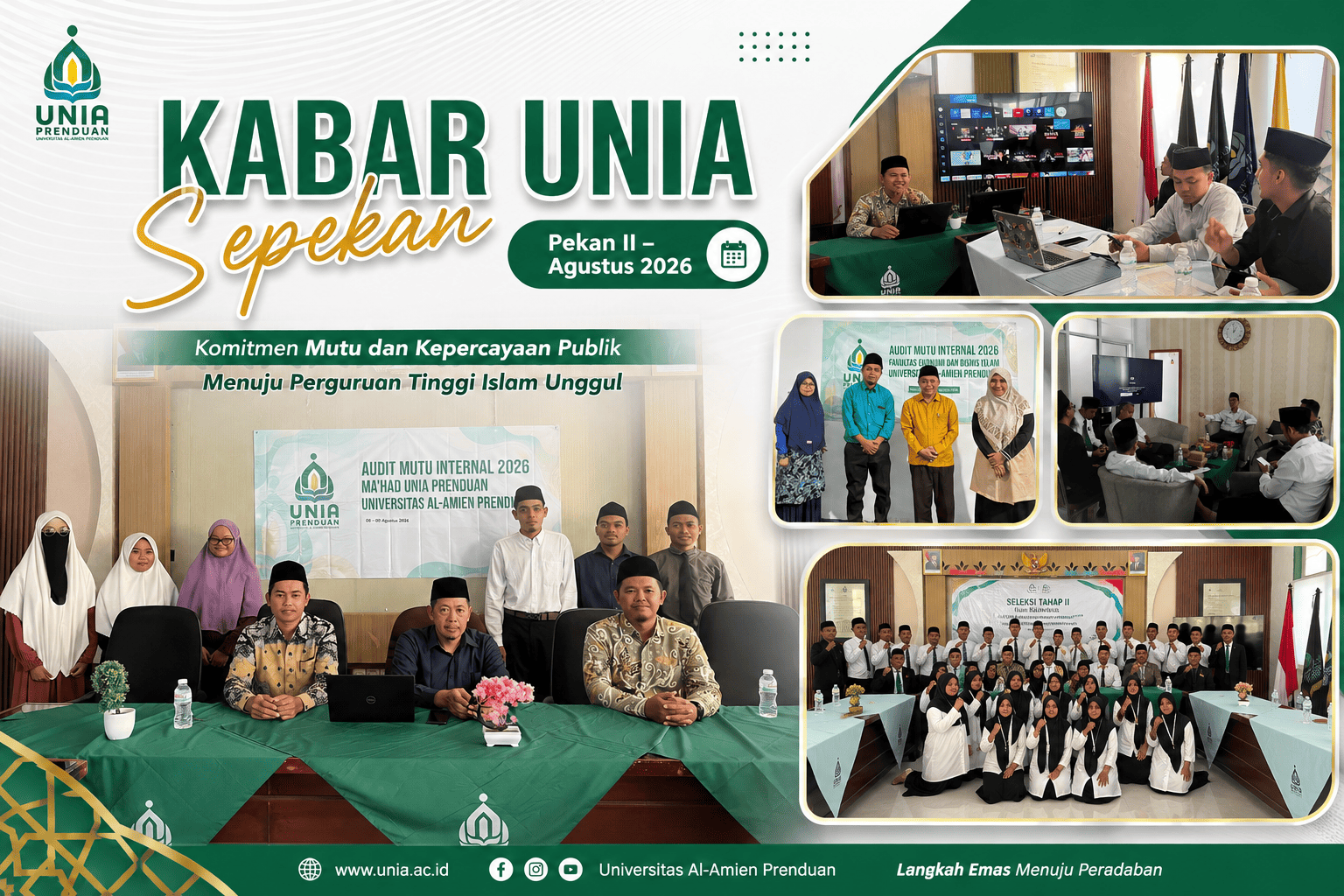 KABAR UNIA SEPEKAN (Pekan II – Agustus 2026): Komitmen Mutu dan Kepercayaan Publik Menuju Perguruan Tinggi Islam Unggul