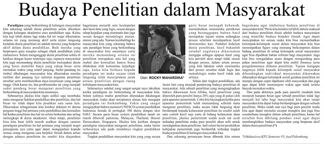 Budaya Penelitian Dalam Masyarakat