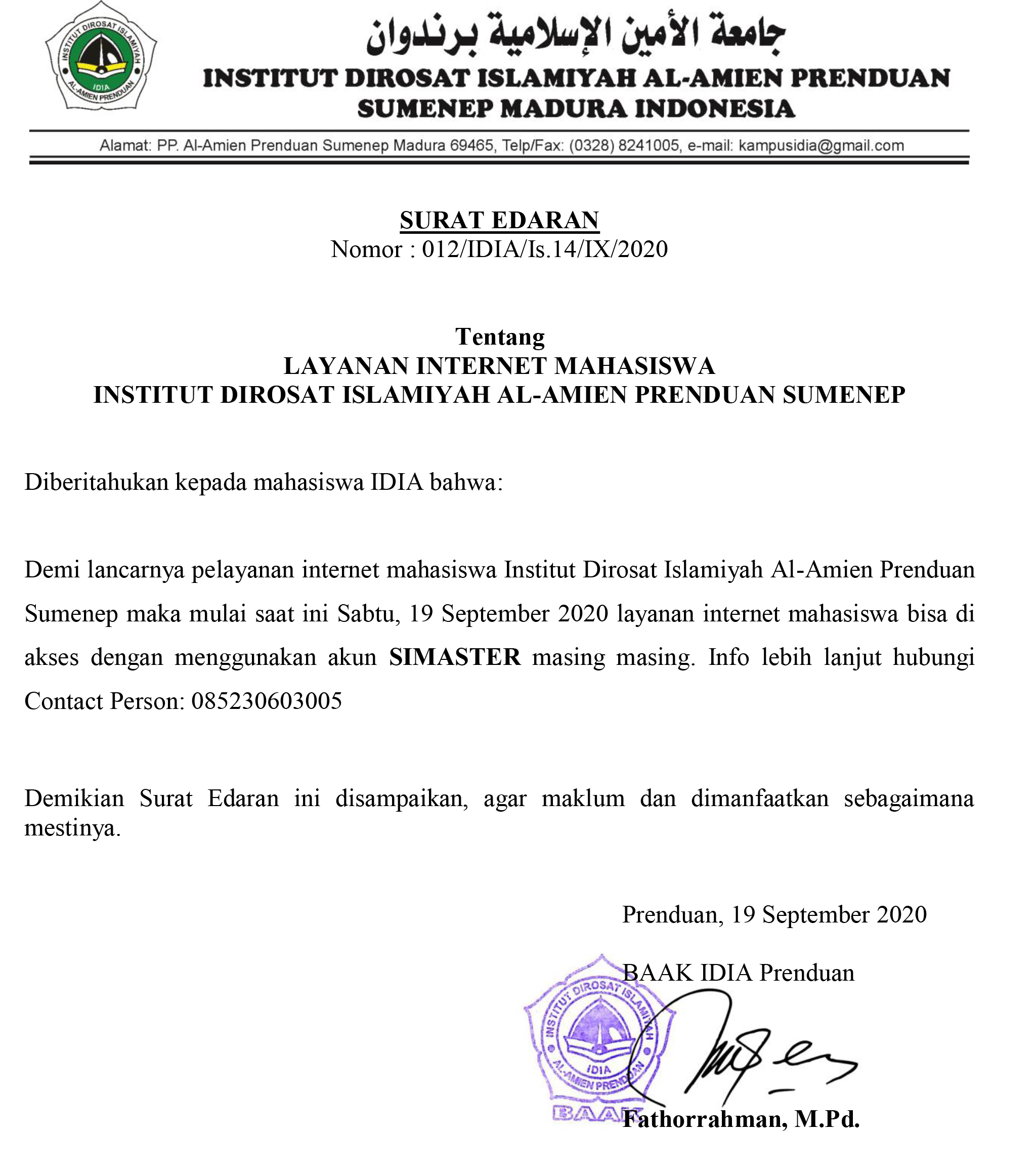 Surat Edaran Akun Internet